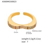 color: A560-Gold Full Pave Heart Zircon Ring / size: US 7
