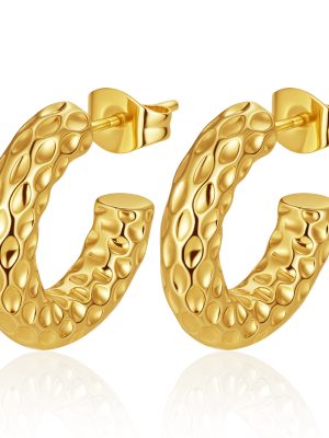 Stainless Steel C- Shaped Earrings Women's Versatile Advanced Light Luxury Ear Studs 18K Plated Earrings