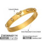 color: Z385-Gold Three-petal Flower White Zircon Bangle