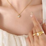 color: P435-Zircon Gold Necklace -40+5cm