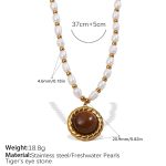 color: XL587BNG Tiger Eye Freshwater Pearl Necklace