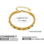 color: E294-Green Color Zircon Gold Bracelet -18+5cm