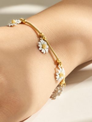 Geometric Little Daisy Zircon Chain Stainless Steel Light Luxury and Simplicity Women's Bracelet
