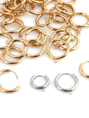 Earrings DIY Accessories Stainless Steel Material Simple Coil Earrings Welding Ring Earring with Same Kind Circle