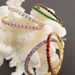 Light Luxury Stainless Steel Multi-Color Zircon Elastic Wire Bracelet 18K Gold Plating Four-Corner Buckle Jewelry Dragon Boat Festival