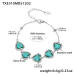 color: TXE510-Light Green Faceted Stone Steel Color Bracelet 16.5+5cm