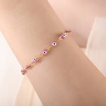 color: E459-Purple Enamel Gold Bracelet -18+4cm