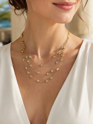 Light Luxury Multi-Series Design round Zircon Pendant Necklace Stainless Steel Plated 18K Gold Jewelry Female Combination