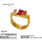 color: A779-Red Color Cube Zircon Gold Ring / size: US 7