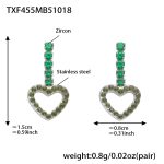 color: TXF455-Steel Color Green Zircon Earrings
