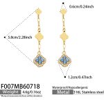 color: F007-Blue Zircon Gold Earrings
