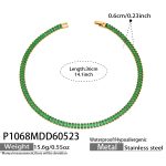 color: P1068-Green Zircon Necklace -36cm