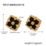 color: TXF213-Gold Black Acrylic Earrings