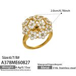 color: A378-Enamel Flower Gold Ring / size: US 7