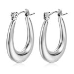 color: Stamped Oval Earrings Steel Color