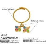 color: A376-Multicolor Zircon Gold Ring -Size 7