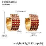 color: F651-Red Color Zircon Earrings -Medium