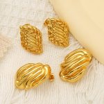 Vintage Weave Stud Earrings Women's High-Grade Stainless Steel Earrings Temperament Golden Earrings