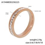 color: A194-Single-row Full Pave Zircon Rose Gold Ring / size: US 4