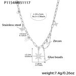 color: P1154-Steel Color Necklace 41+5cm