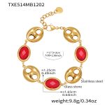 color: TXE514-Red Color Glass Stone Gold Bracelet 17.5+3cm