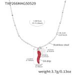 color: TXP266-Steel Color Red Chili Necklace 40+5cm
