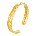 color: Wide Band Wheat Ear Bangle Gold