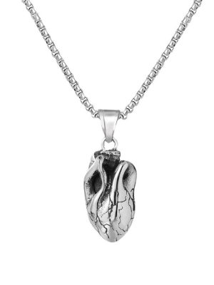 Heart-Shaped Heart Flower Cross Stainless Steel Necklace Vintage Pendant Ornaments