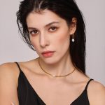 New Stainless Steel Chain Simple Single Pearl Necklace Pendant Earrings Light Luxury Temperament Electroplated 18K Real Gold