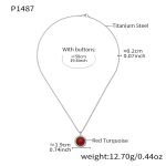 color: P1487-Steel Color Red Turquoise Necklace -50cm