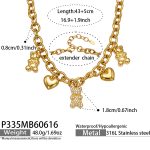 color: P335-Zircon Multi-pendant Gold Necklace -43+5cm