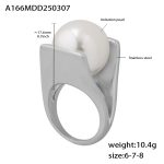 color: A166-Steel Color Shell Pearl Ring Size 7