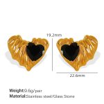 color: EH771 Black Stone Gold Stud Earrings