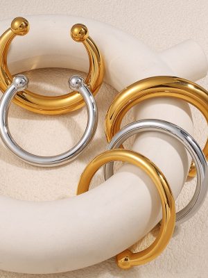 Non-Fading Stainless Steel 18K Gold Exaggerated Jewelry Bracelet Popular Advanced Opening Design