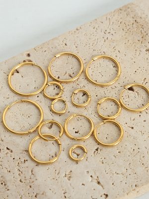 New Premium Design Big and Small Circles Light Luxury Temperament Stainless Steel Gold Plated Earrings Jewelry Female