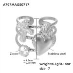 color: A797-Steel Color Heart Ring / size: US 7