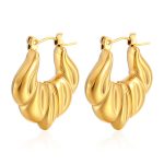 color: Stamped Fan Shape Earrings Gold MS-329