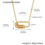 color: P1005-Gold Roman Circle Necklace 38+5cm