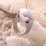 color: A930-Steel Color Imitation Pearl Ring / size: US 6