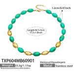color: TXP604-Green Color Resin Gold Necklace -44.5+5cm