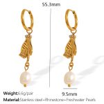 color: EH811 Freshwater Pearl Gold Earrings