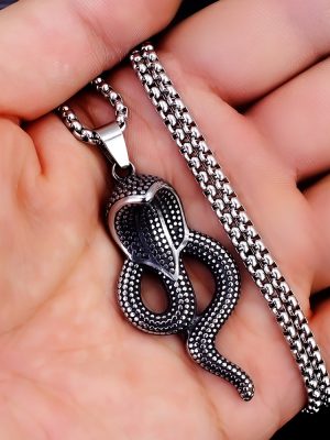 2026 Snake Necklace Hip Hop Zodiac Pendant Men's Stainless Steel Domineering