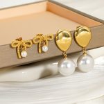 Stainless Steel Polished Bow-Knot Gold-Plated Earrings, Women’s Elegant High-End Light-Luxury Ear Accessories