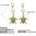 color: F057-E Style Blue Color Zircon Turtle Gold Earrings