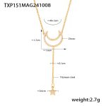 color: TXP151-Gold Star & Moon Set with Stone Necklace