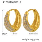 color: F1704-Gold White Zircon Earrings -Small