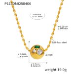 color: P1110-White Rhinestone Seed Beads Necklace 45+5cm