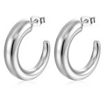 color: One-pointed-end Hollow Earrings Steel Color MS-261
