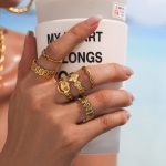Best-Selling Geometric Open Hollow Ring Female Design Stainless Steel Non-Fading Index Finger Ring
