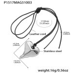 color: P1517-Steel Color Big Heart Long Style Necklace 132cm